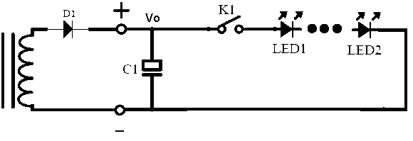 Improved buffering and current limiting circuit for direct-current power source of LED lamp