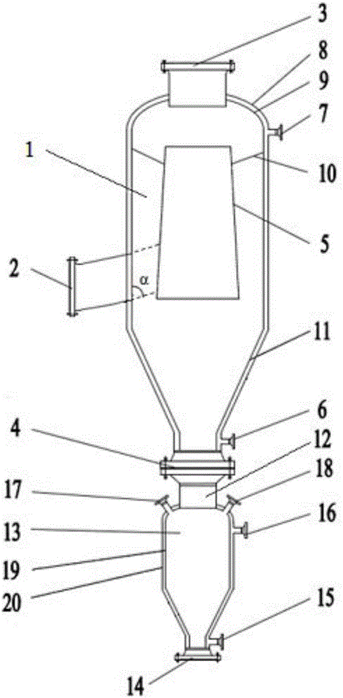 Cyclone separator for crude gas dust removal in crushed coal pressurized gasification and application