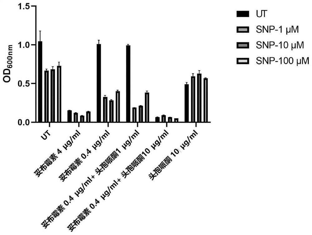 Method for enhancing antibiotic antibacterial sensitivity by NO and application