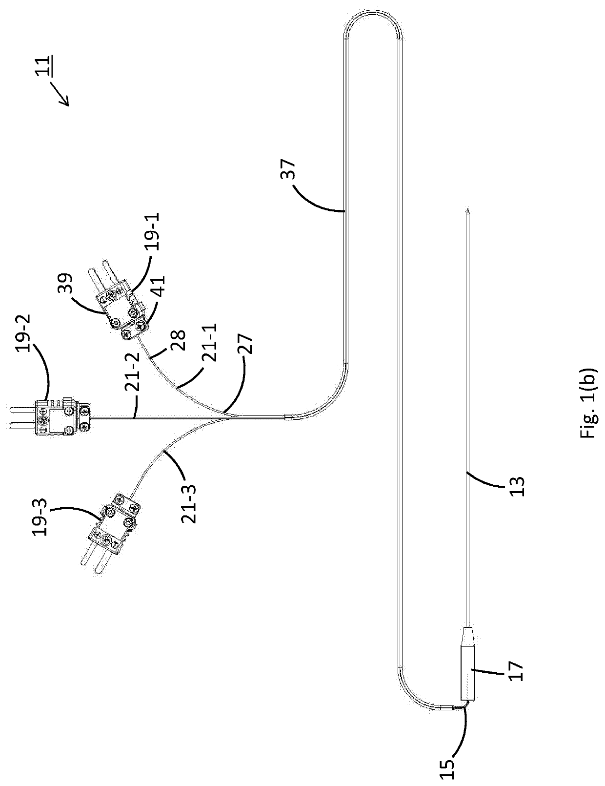 Needle assembly with temperature measurement device