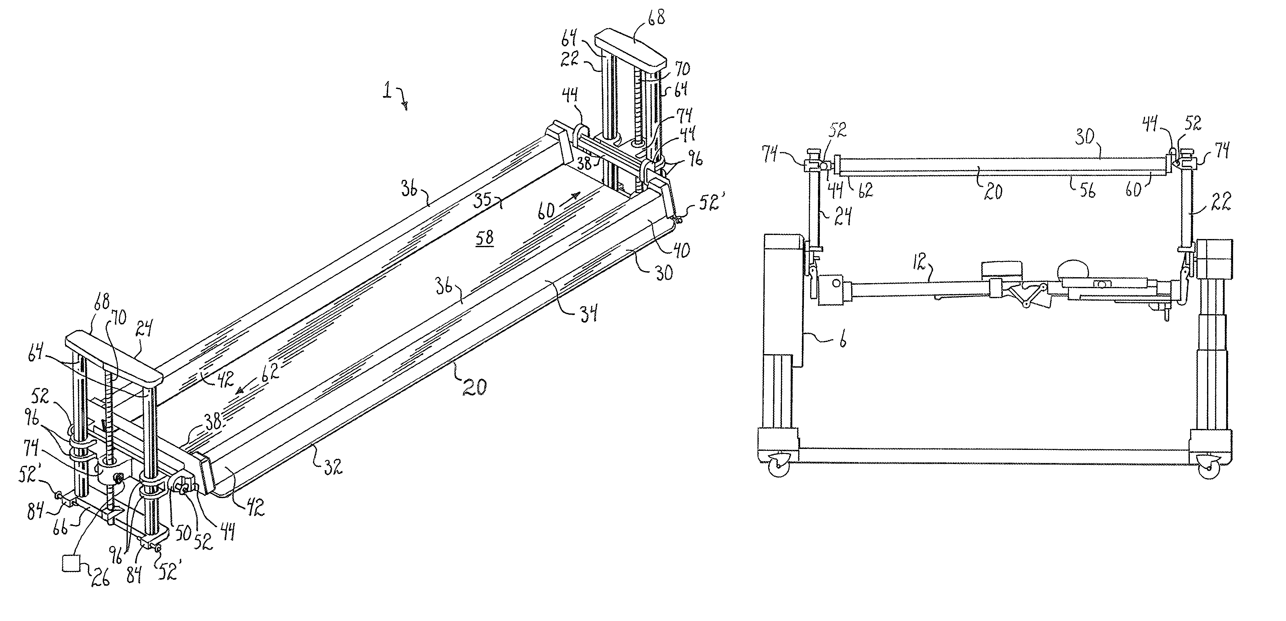 Synchronized patient elevation and positioning apparatus for use with patient positioning support systems