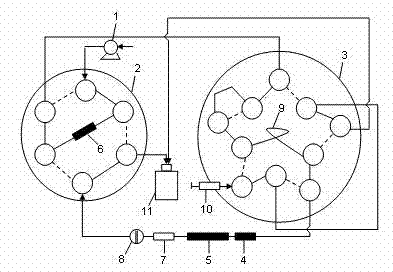 Ion chromatography circulating column switching analysis system and detection method thereof