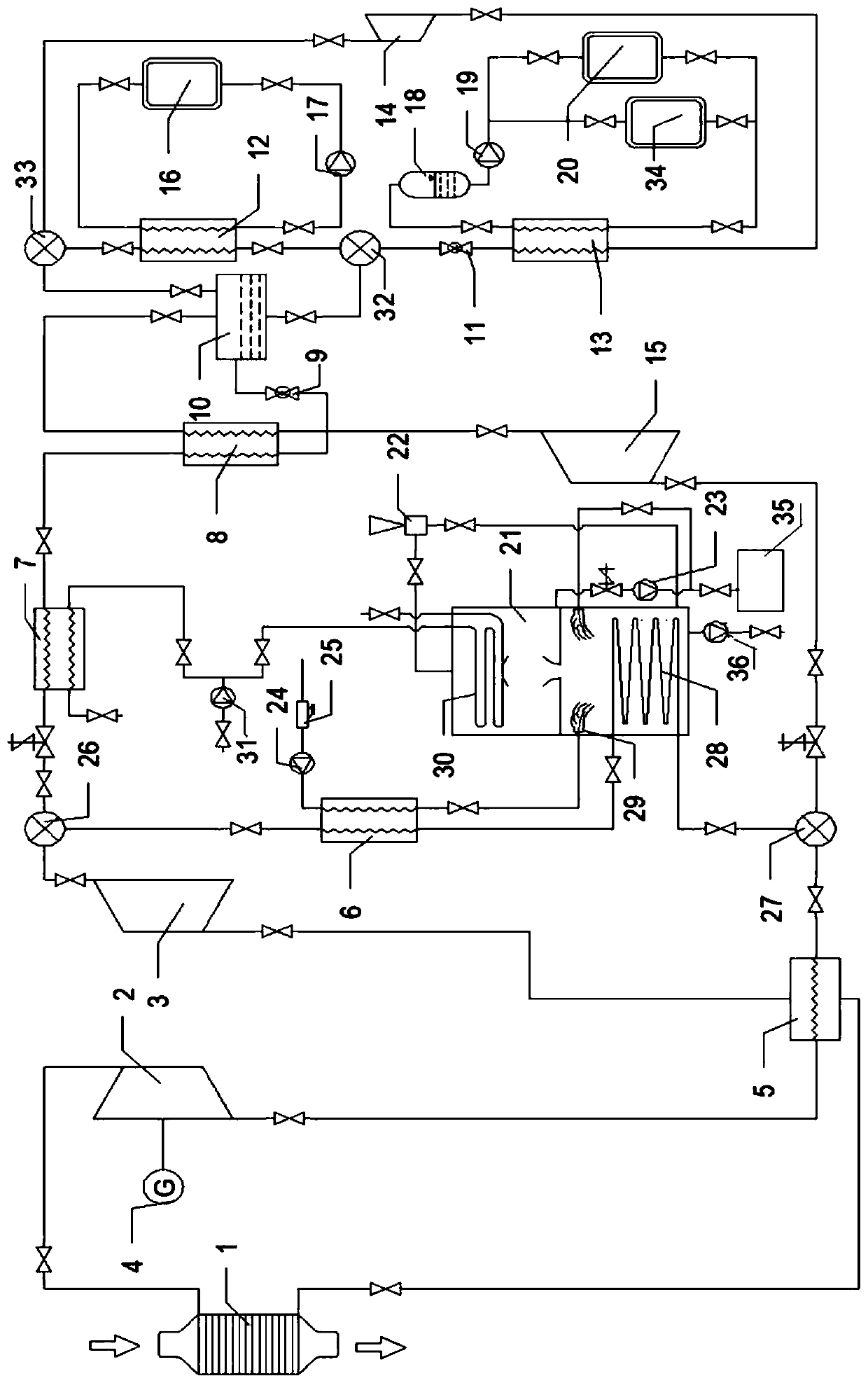 Ship waste heat-driving CO2 supercritical power generation coupled transcritical refrigeration cycle system