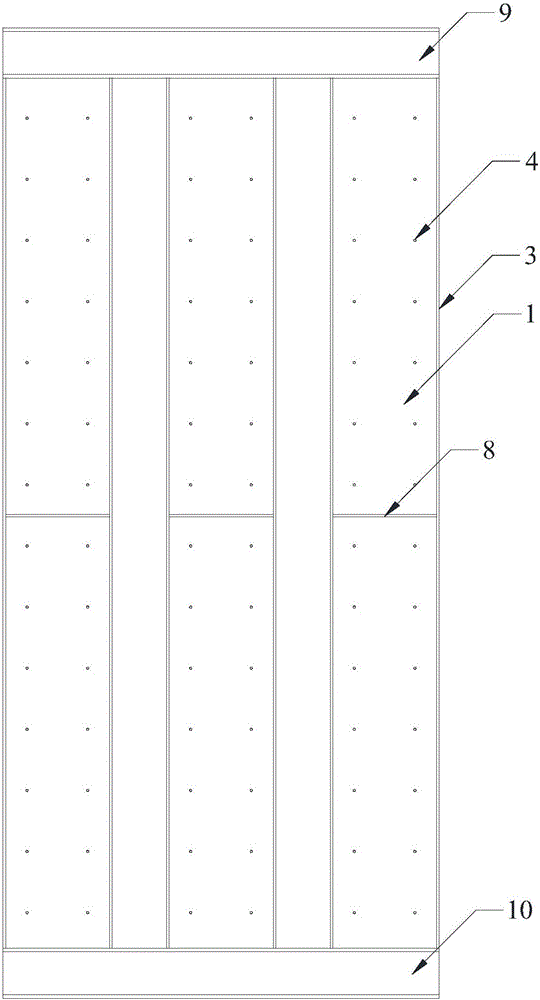 High-strength concrete composite shear wall with built-in segmented steel plates and construction method for same