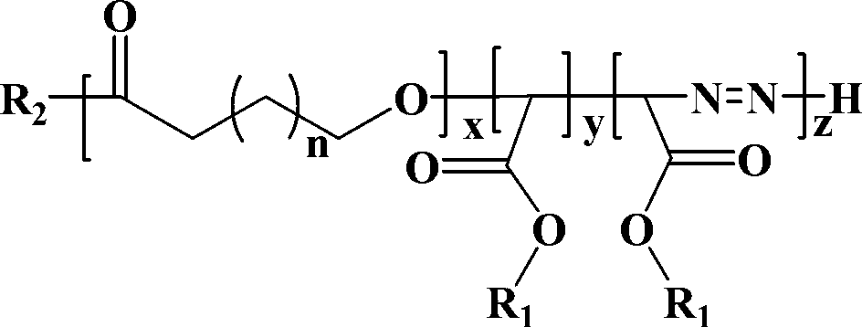 Terpolymer of diazoacetate, carbethoxy cabbeen and cyclic lactone and preparation method thereof