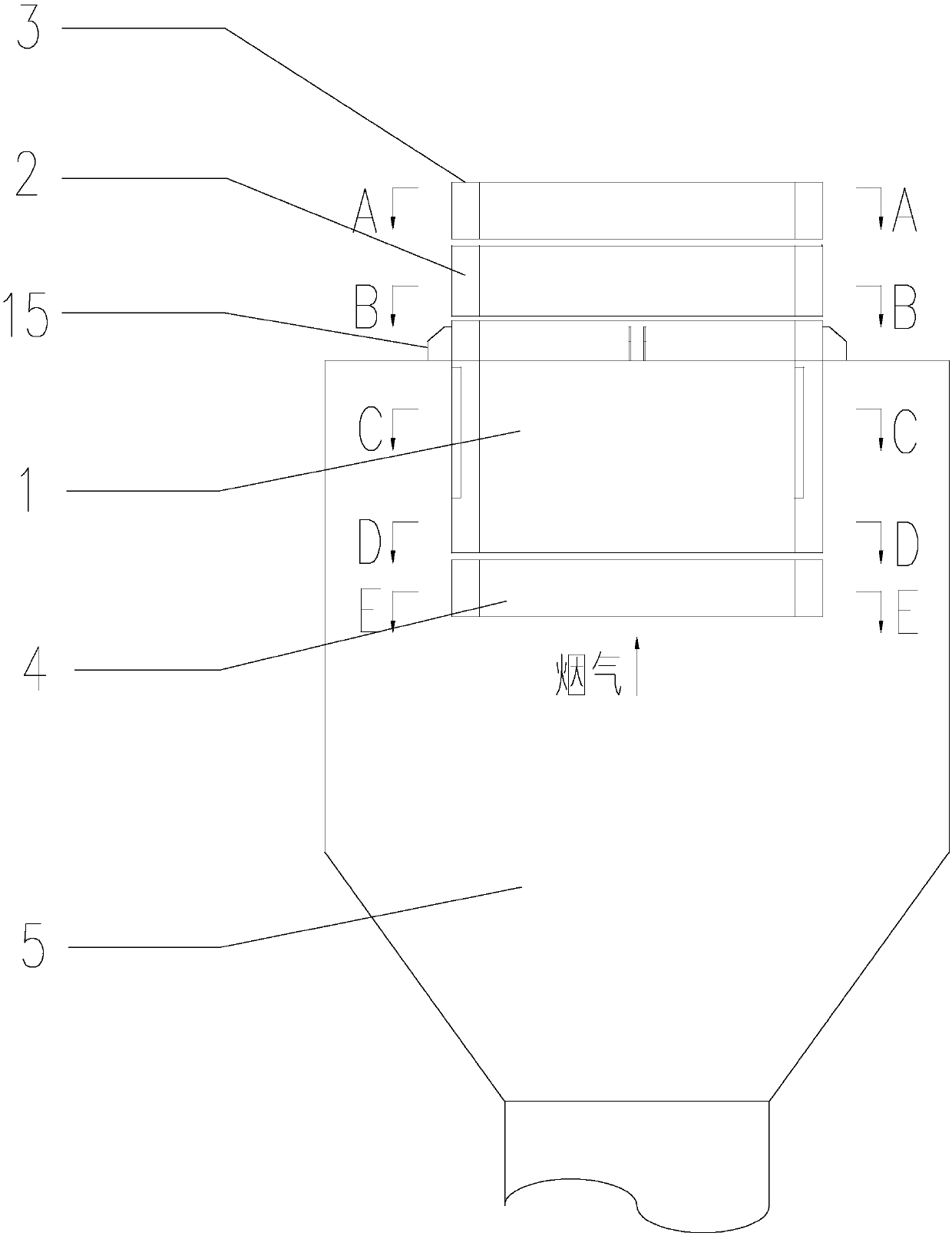 CFB boiler tertiary air center cylinder