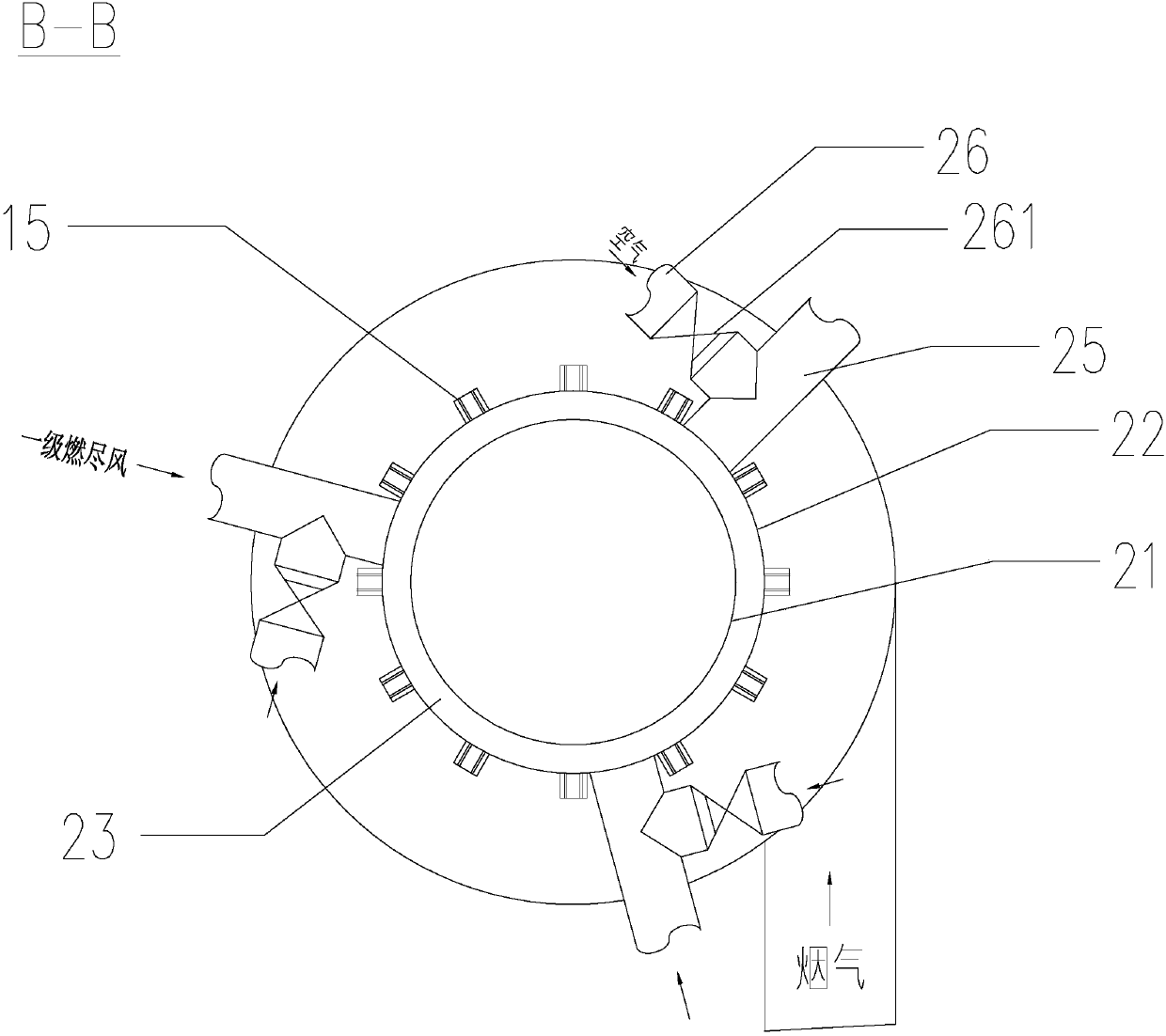 CFB boiler tertiary air center cylinder