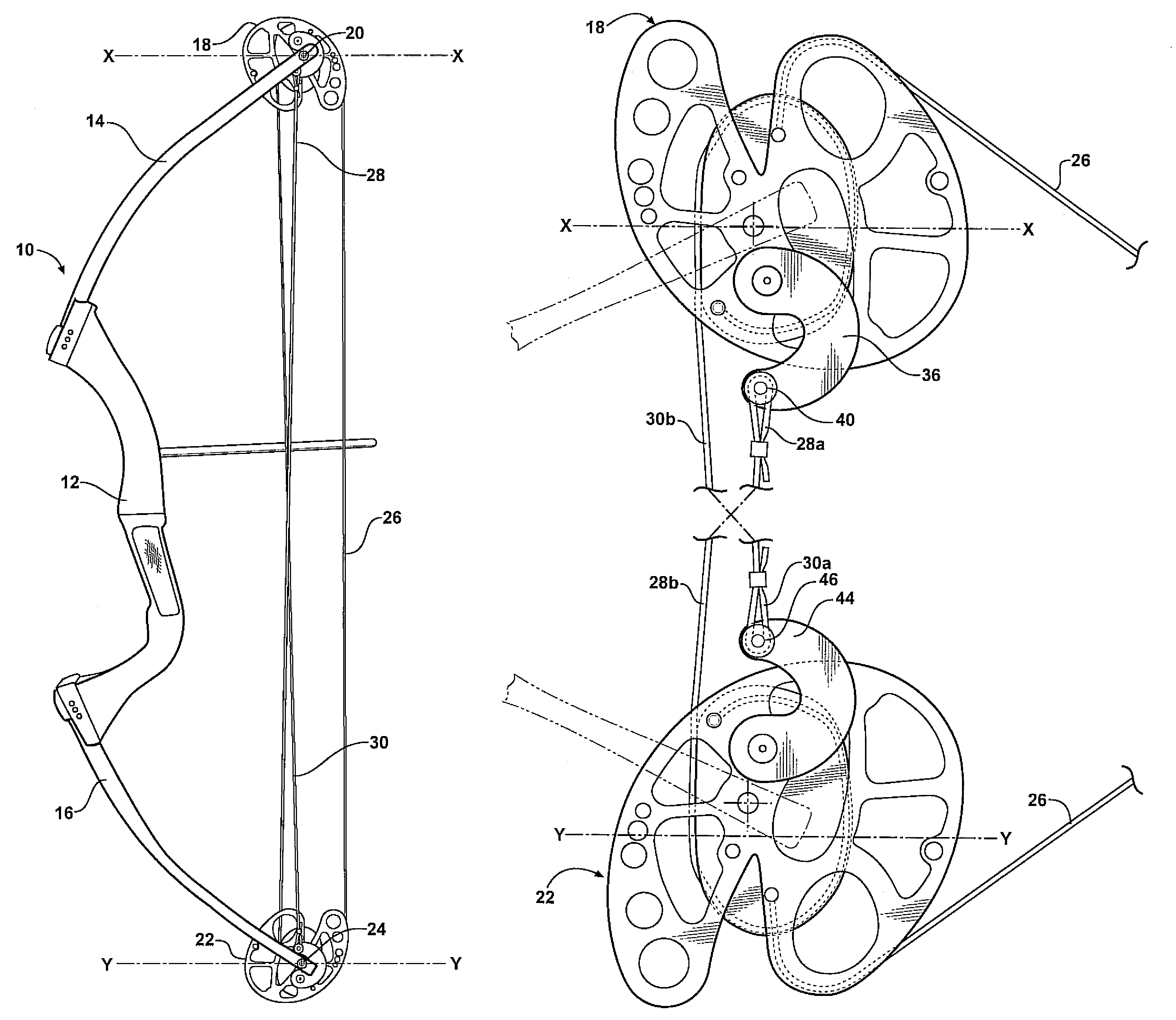 Balanced pulley assembly for compound archery bows, and bows incorporating that assembly