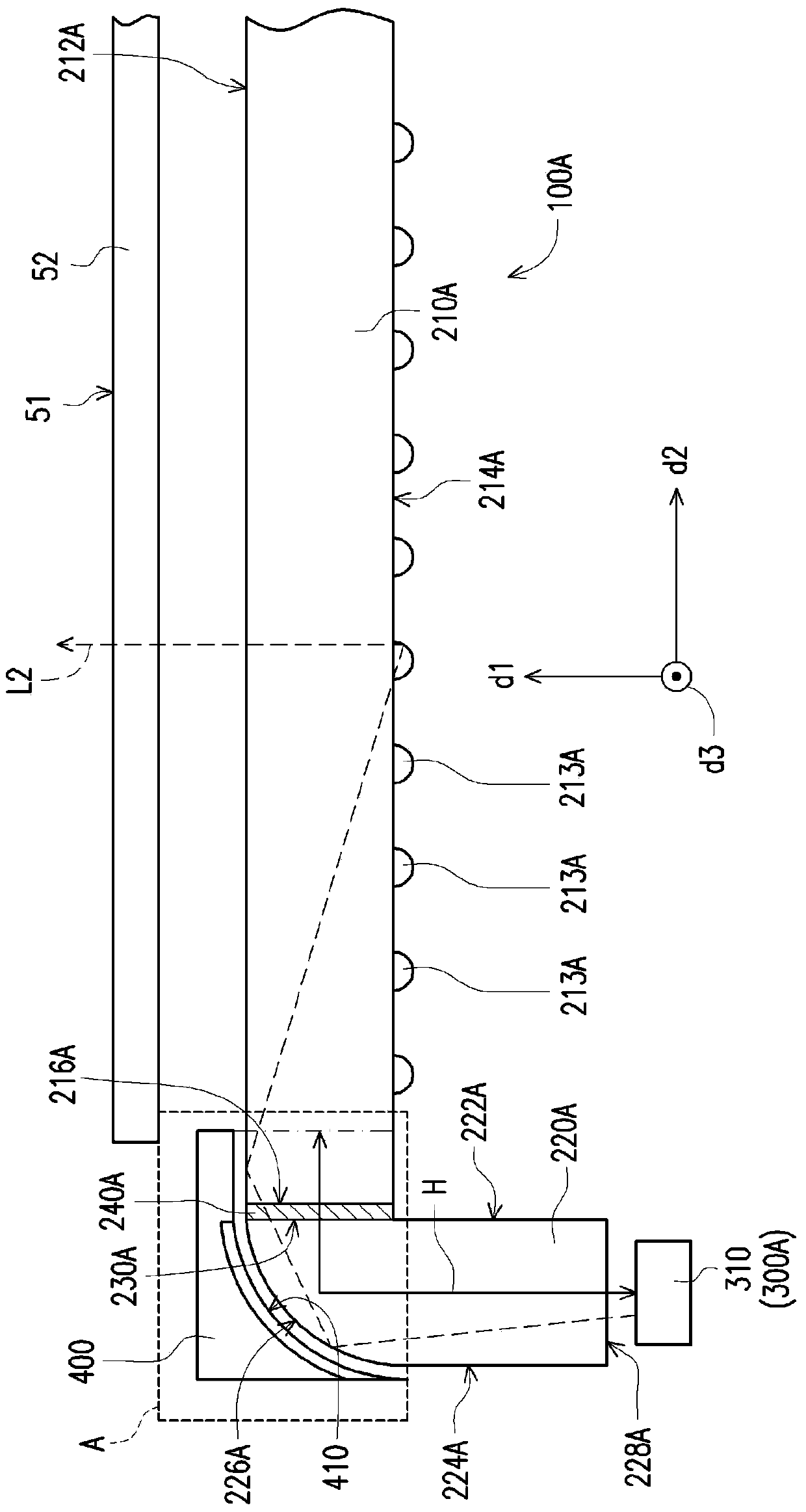 Light source module and L-shaped light guide plate