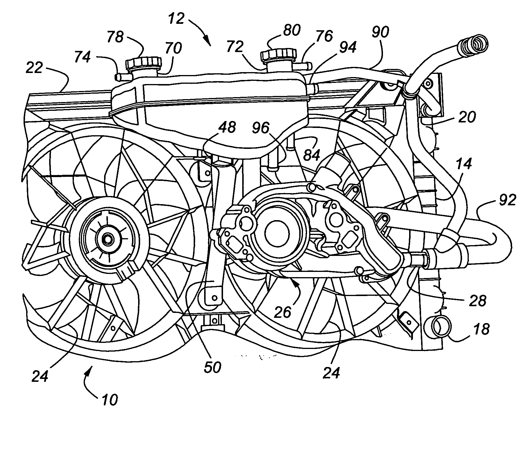 Dual surge tank for vehicle cooling system