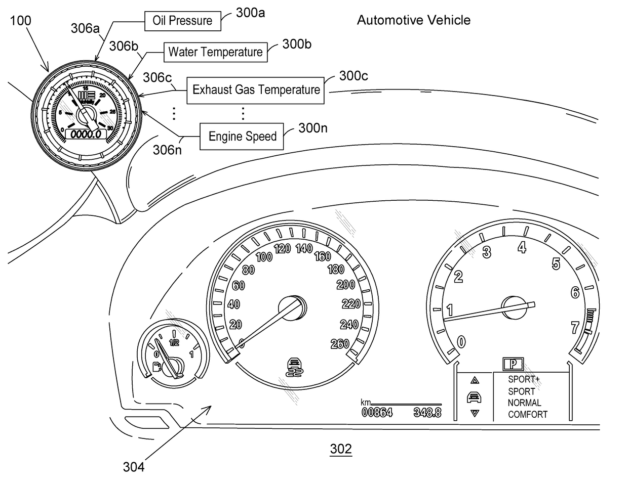 Gauge with rotary selector and method of installing