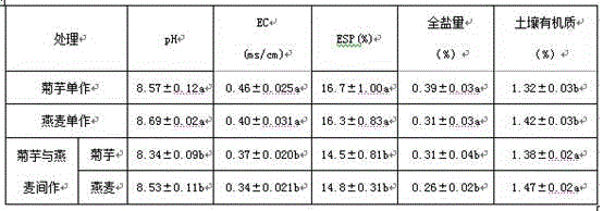 Method for improving inland saline-alkali land by intercropping oat with Jerusalem artichoke