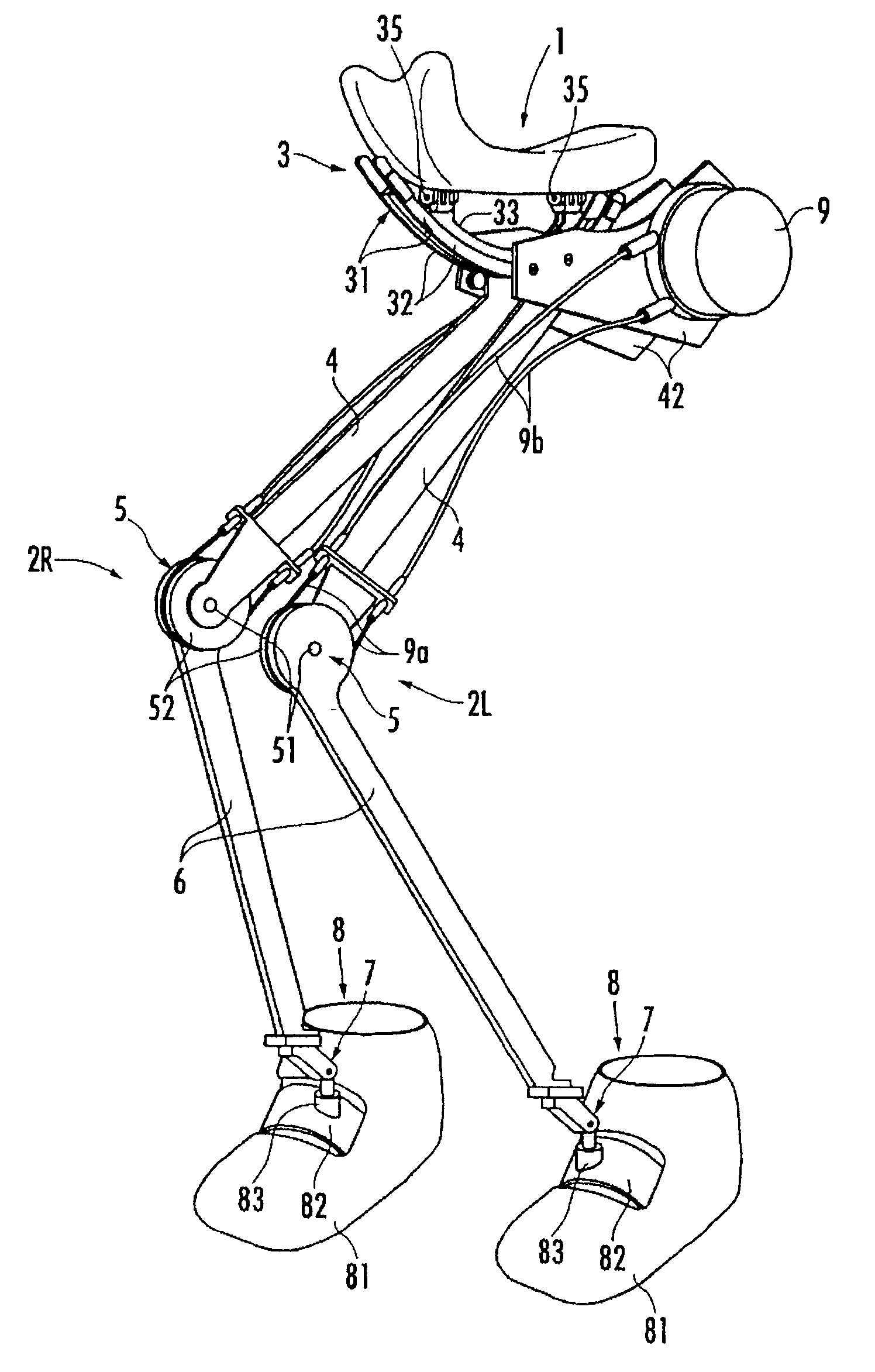 Walking assisting device