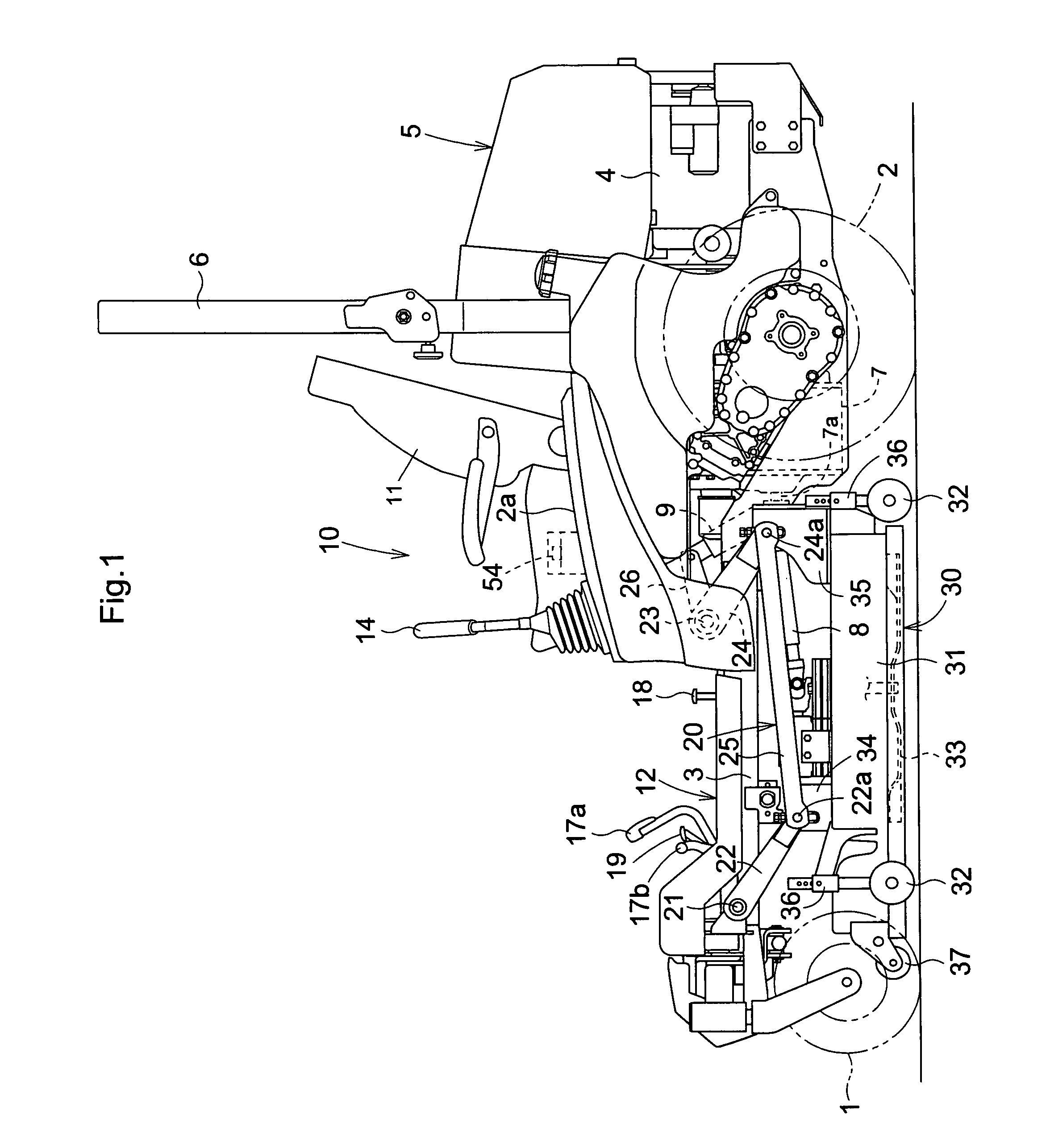 Lower limit adjustment mechanism for riding type mower