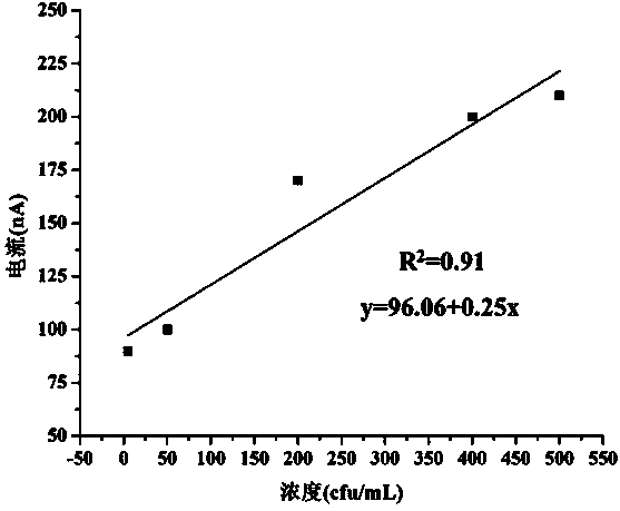 Electrochemical transducer, and preparation method and application for detecting pathogenic bacteria