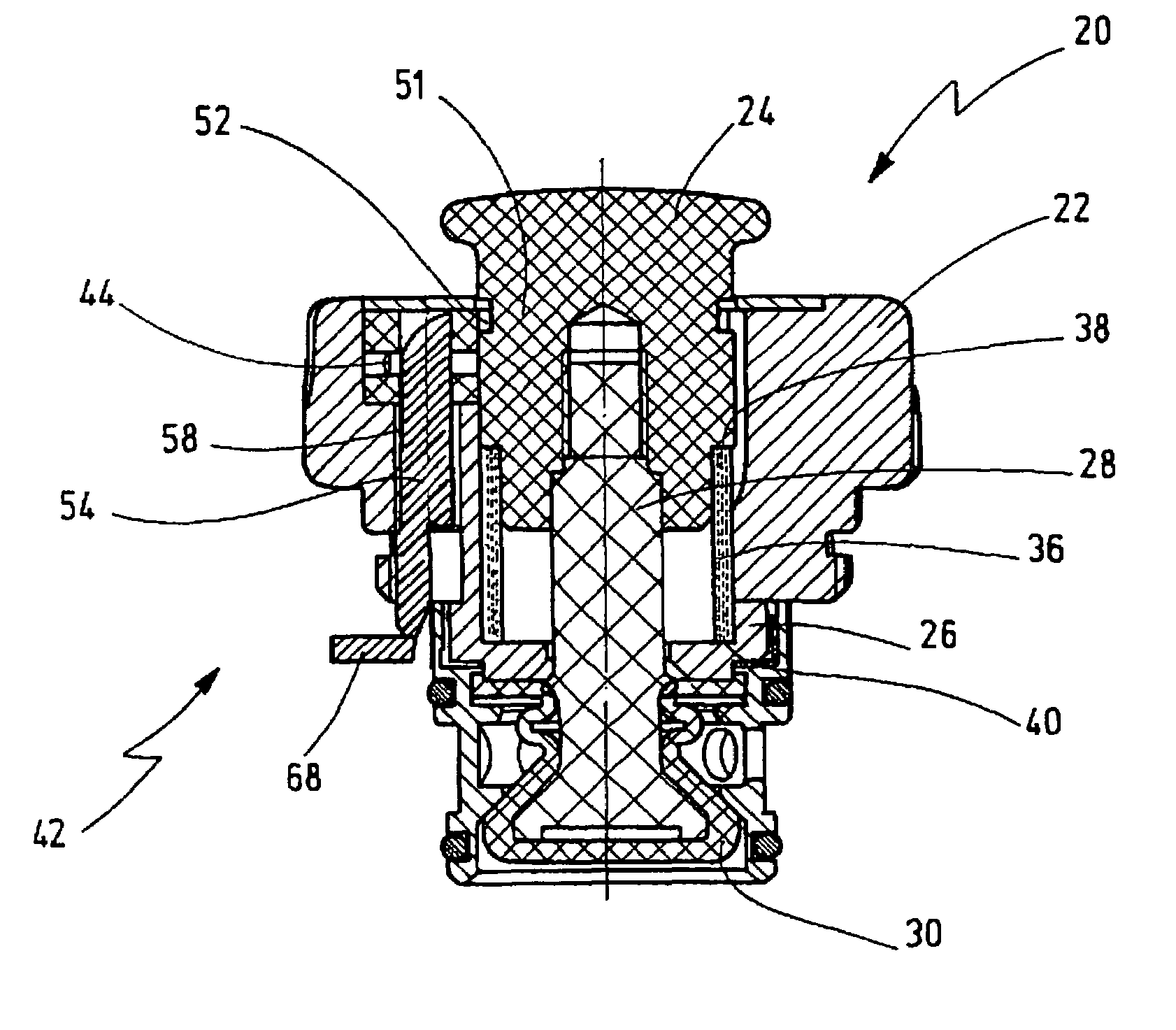 Press-down valve for medical instruments for suction and irrigation