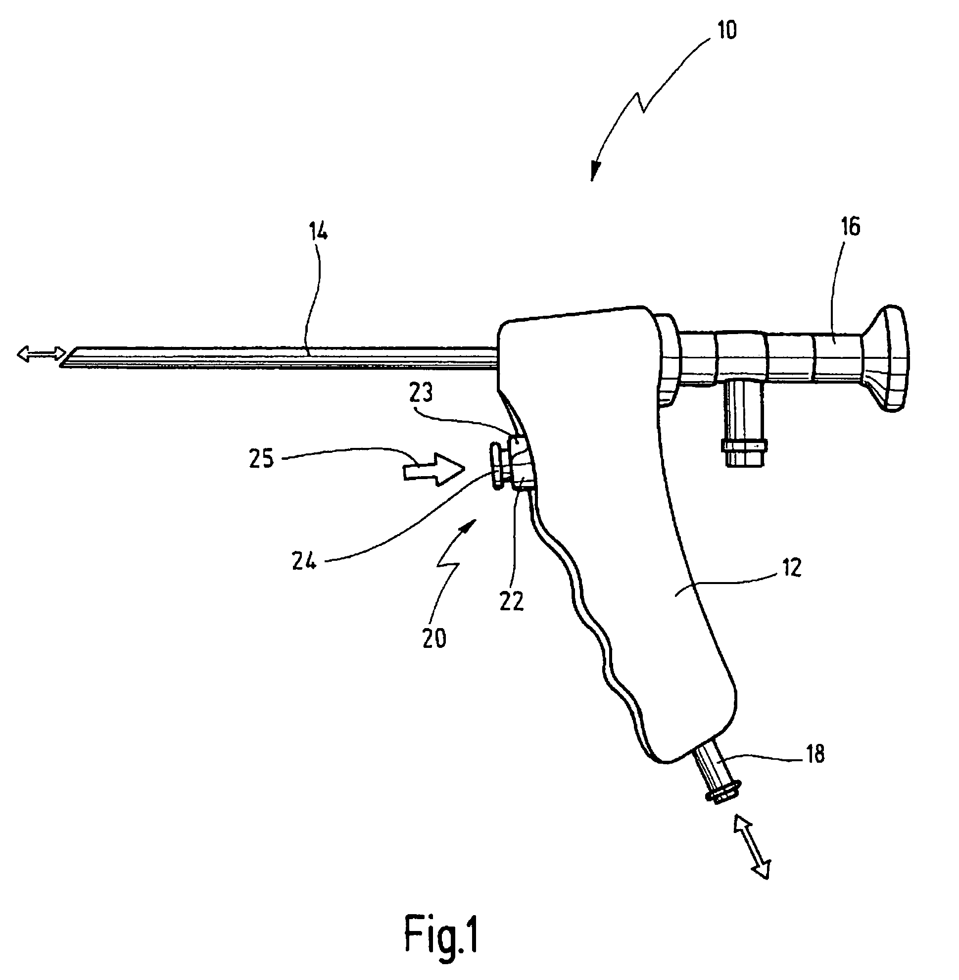 Press-down valve for medical instruments for suction and irrigation