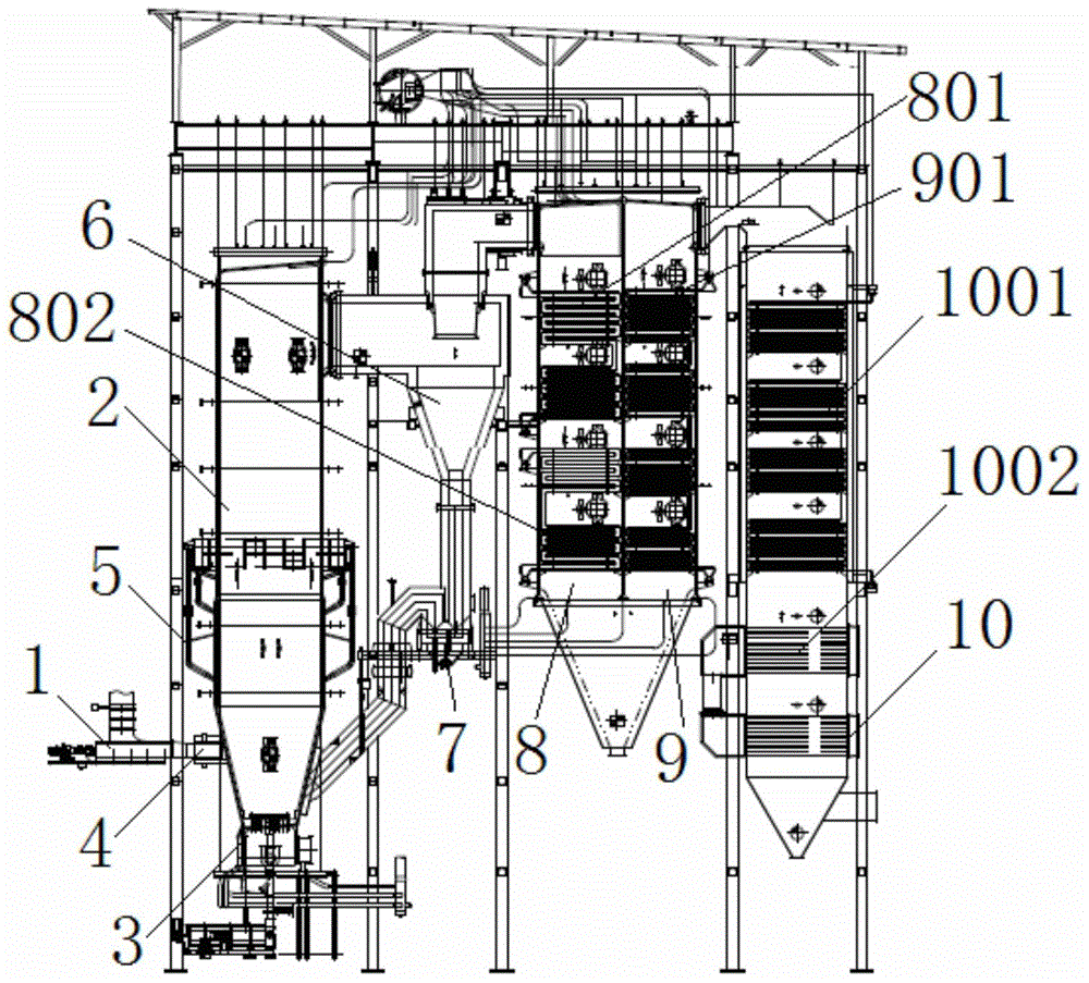 Fluidized bed boiler for incinerating straws