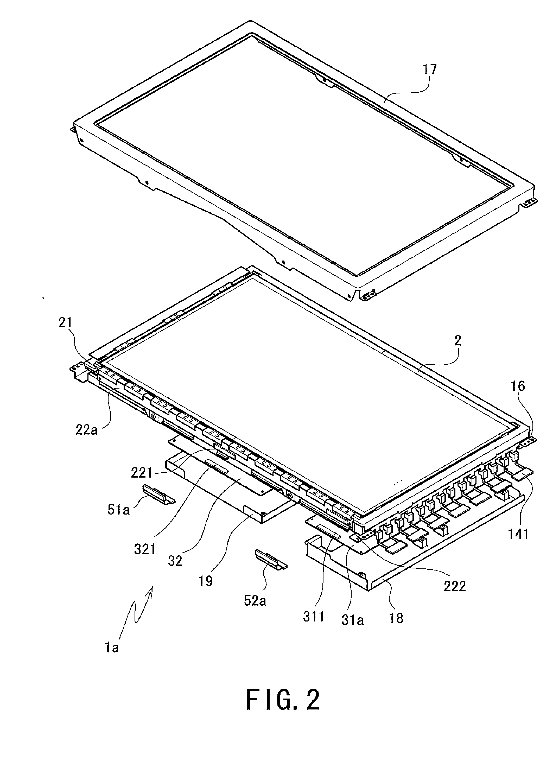 Display device and a television receiver having the display device