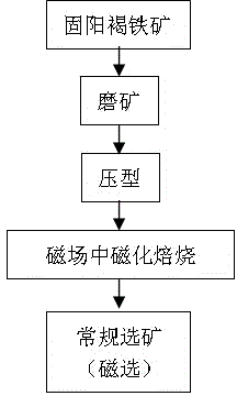 Method for converting limonite into magnetic iron mineral