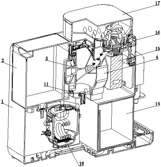 Automatic water adding bean grinding coffee machine