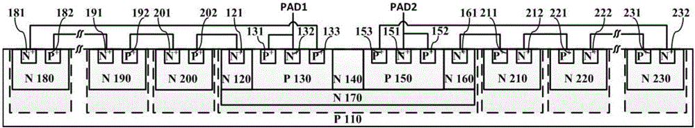 Low-trigger voltage bidirectional SCR device based on buried layer trigger