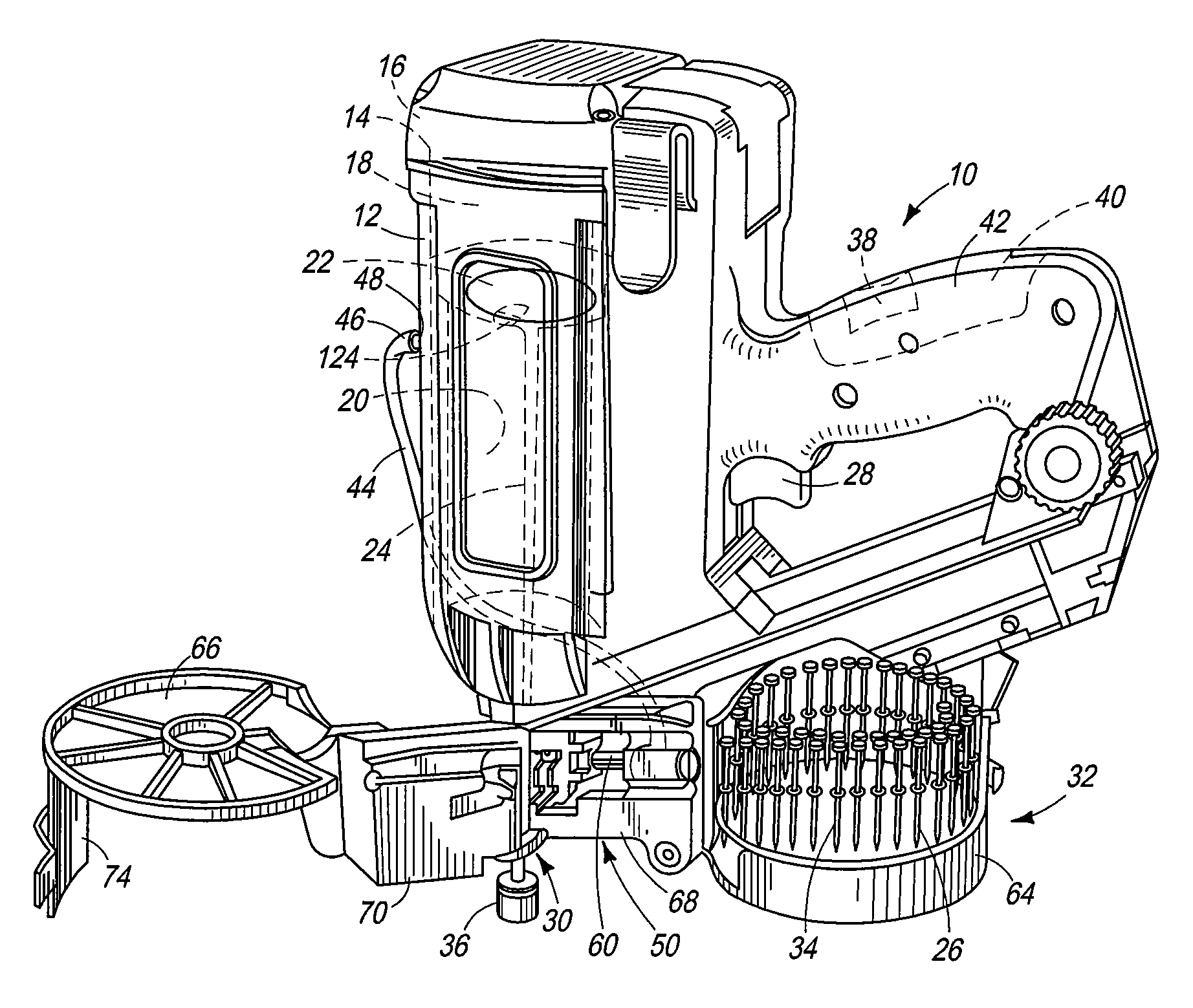 Feeder mechanism retention device for fastener driving tool