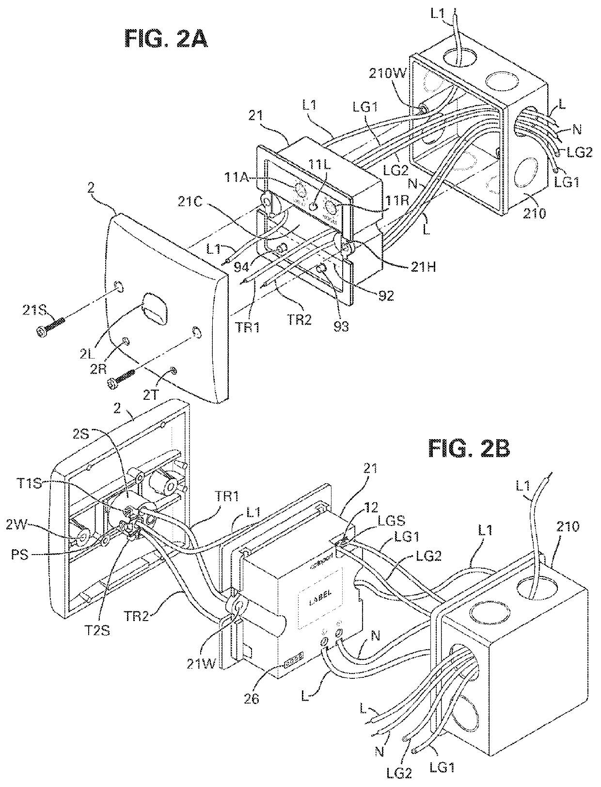 Method and apparatus for combining AC power relay and current sensors with AC wiring devices