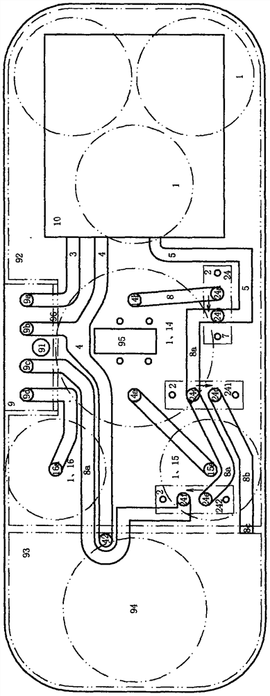 Double-layer rigid pipeline structure of water purifier provided with upper module and lower filter container bin