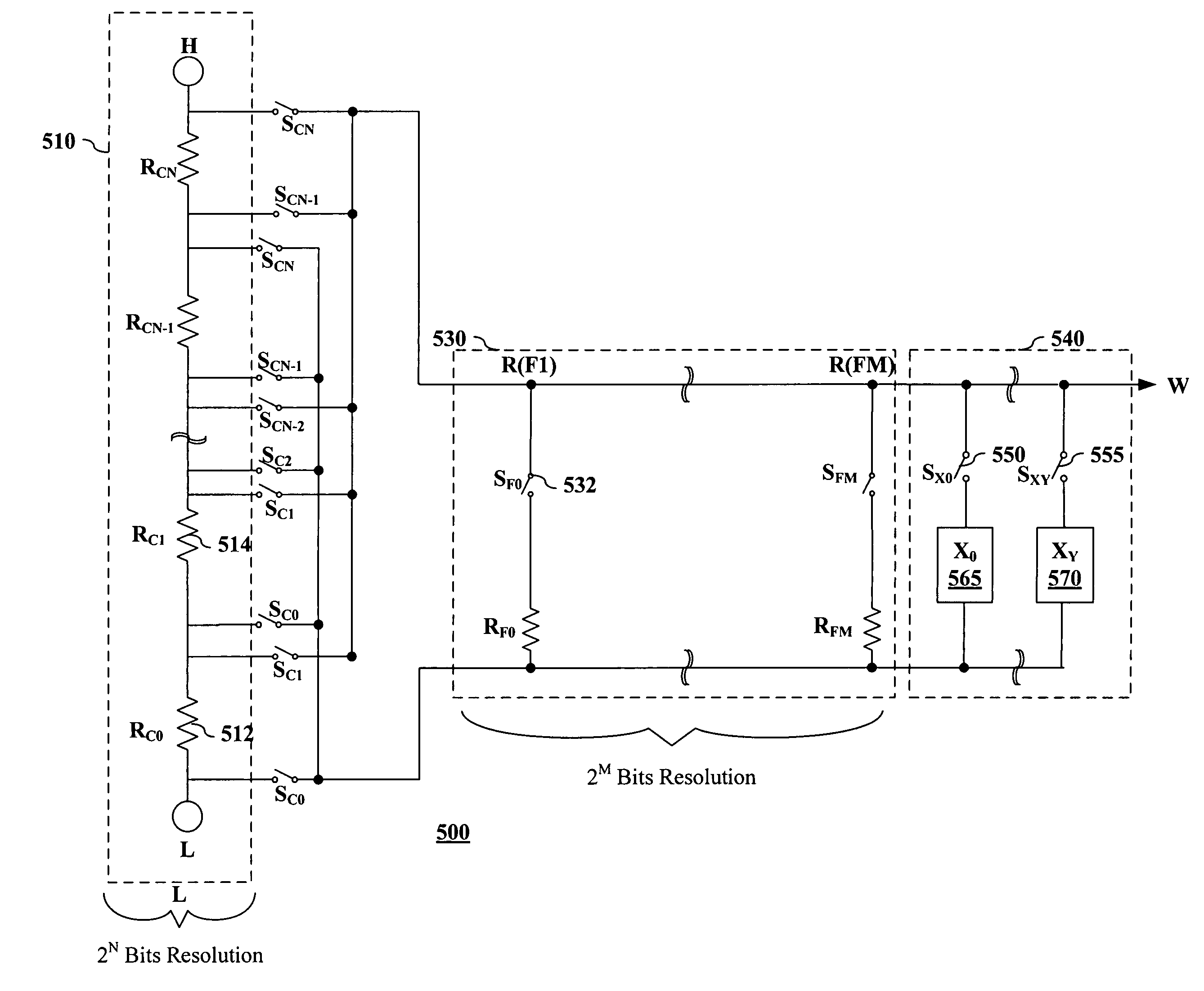 Area-efficient, digital variable resistor with high resolution