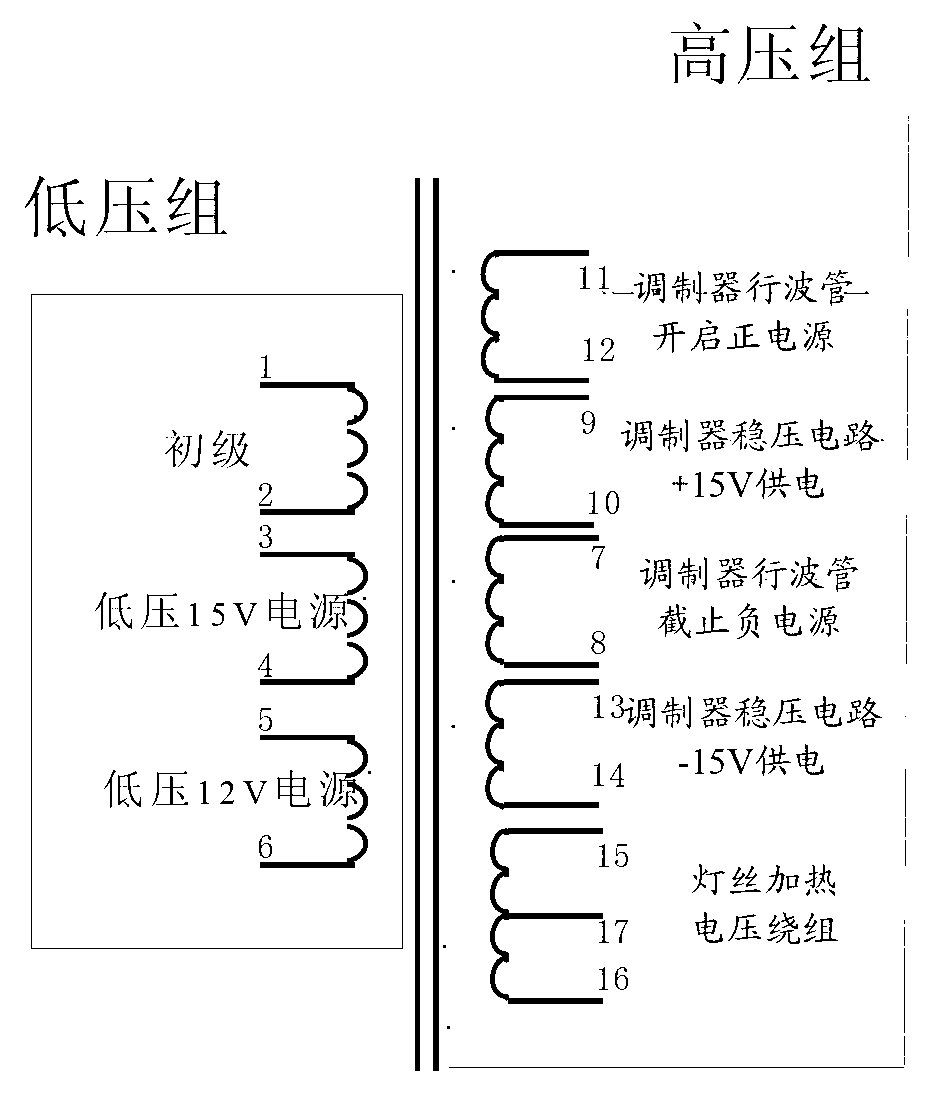 Fabricating method of transformer for float filament modulator in microwave power module