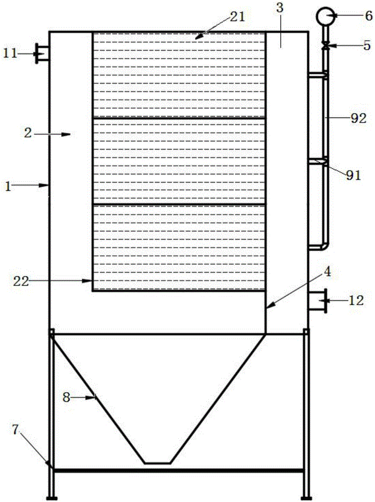 Dust removing and filtering device based on honeycomb ceramic filter elements