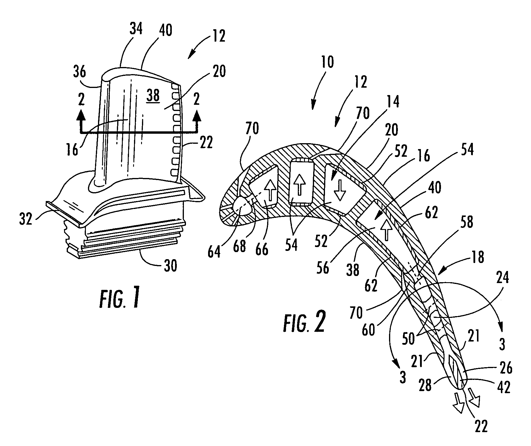 Turbine airfoil cooling system with bifurcated and recessed trailing edge exhaust channels