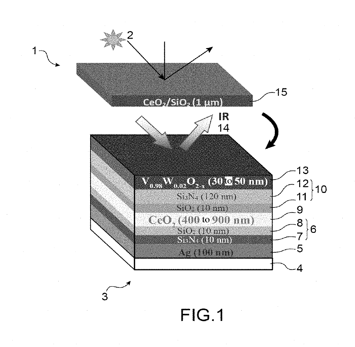 Solid state thermochromic device, and method for producing said device