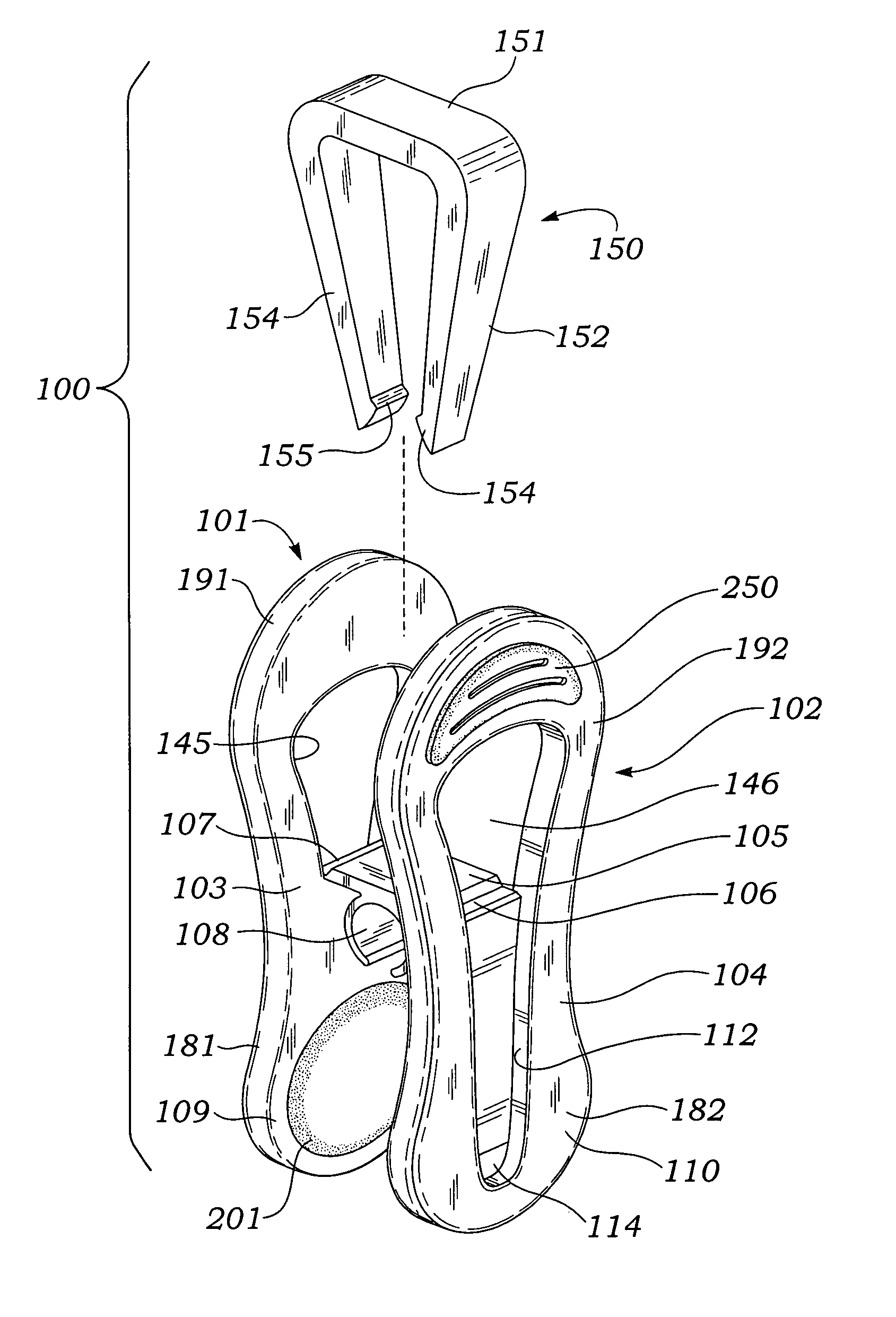 Co-molded plastic pinch clip