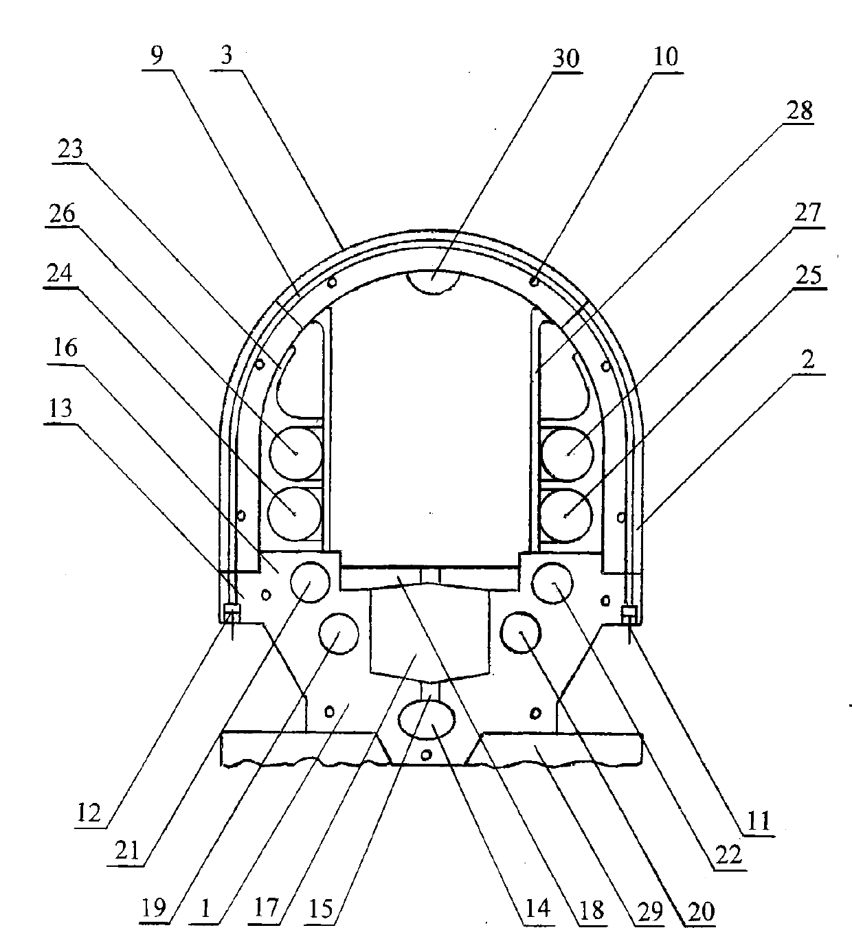 Multifunctional arched combined prestress underground pipe gallery for cisty and preparation process thereof