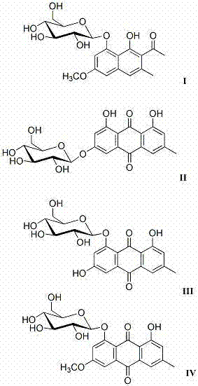 Anti-hyperuricemia active ingredient group of polygonum cuspidatum and preparation method and application thereof