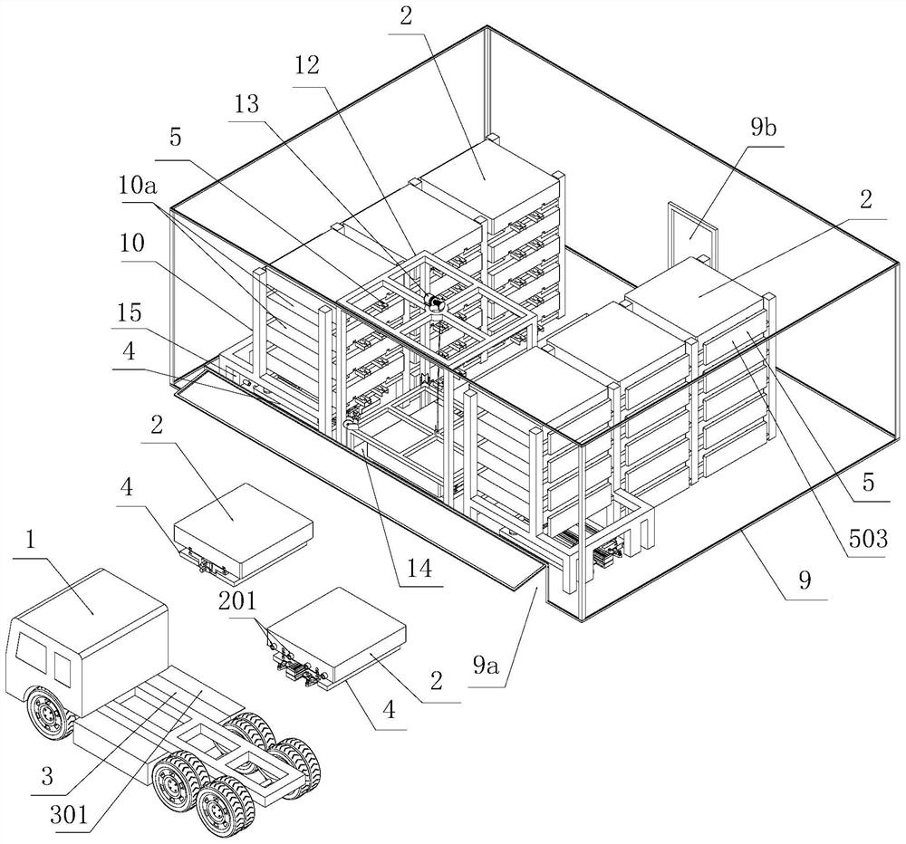 Efficient battery replacing station for electric commercial vehicle