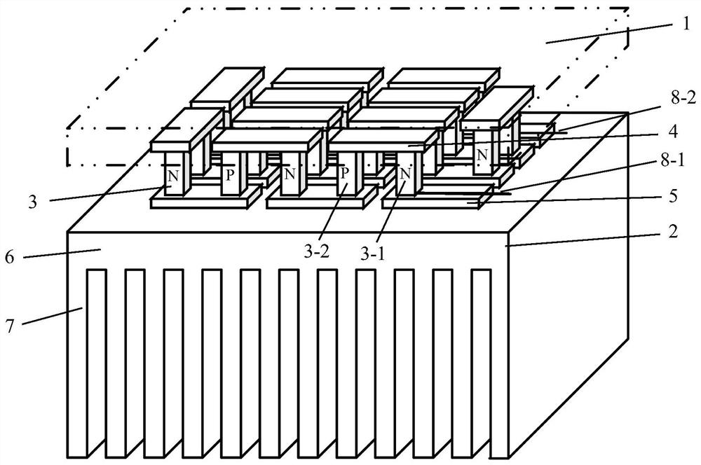 Thermoelectric device and cooling fin integrated thermoelectric assembly