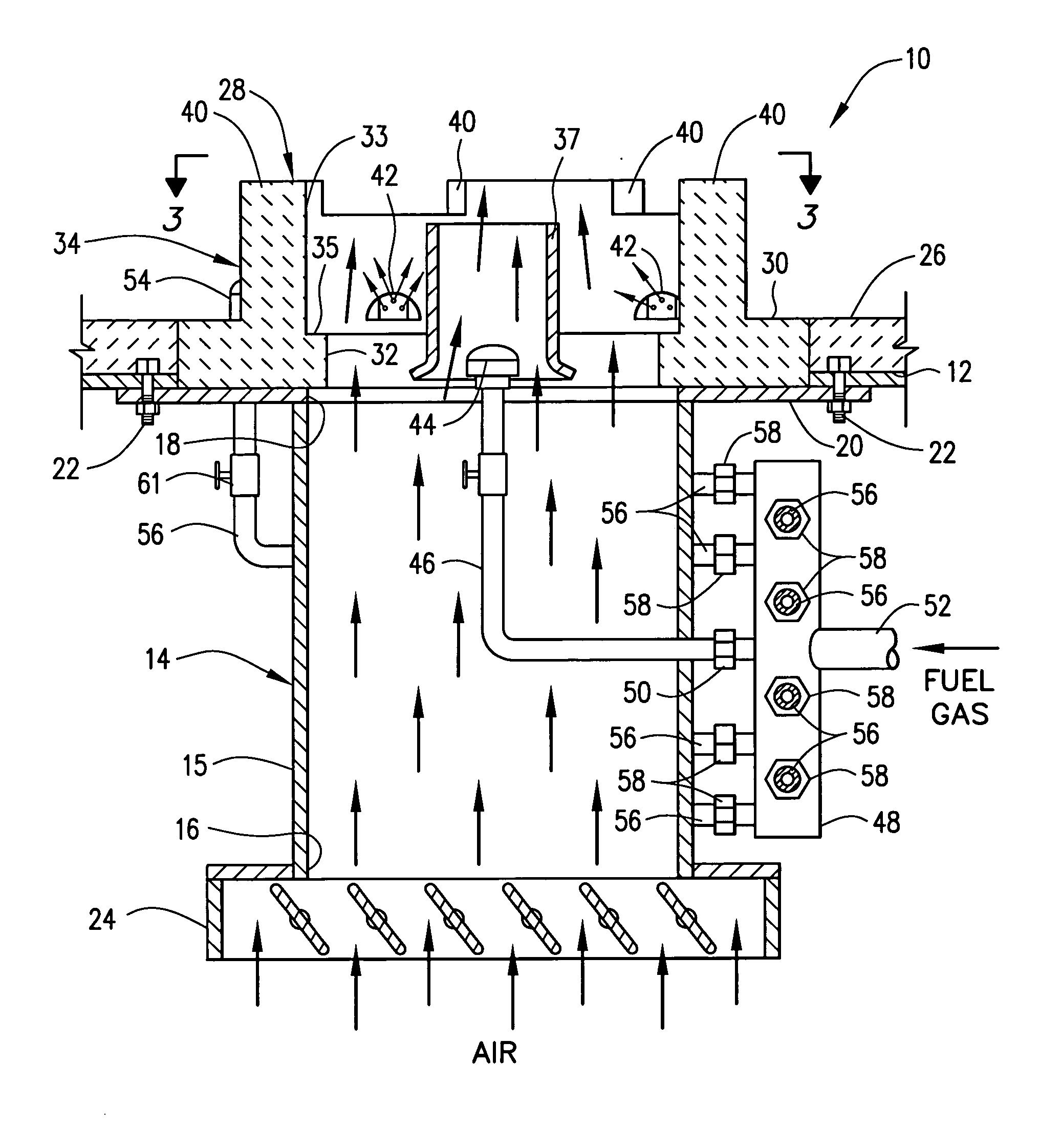 Compact low NOx gas burner apparatus and methods