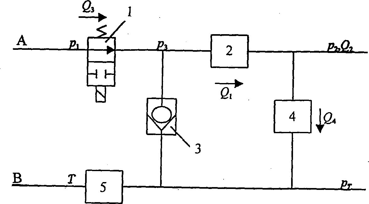 Pressure-reducing and flow rate-increasing swtich liquid pressure source with oil returning back pressure