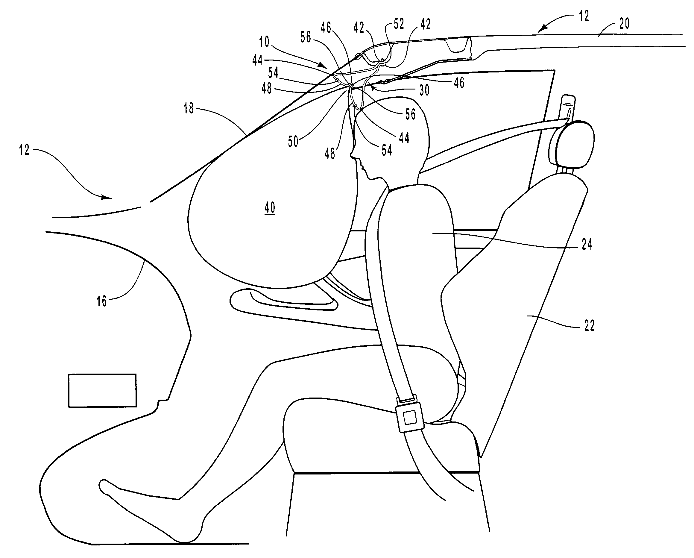 Extensible tethered airbag system