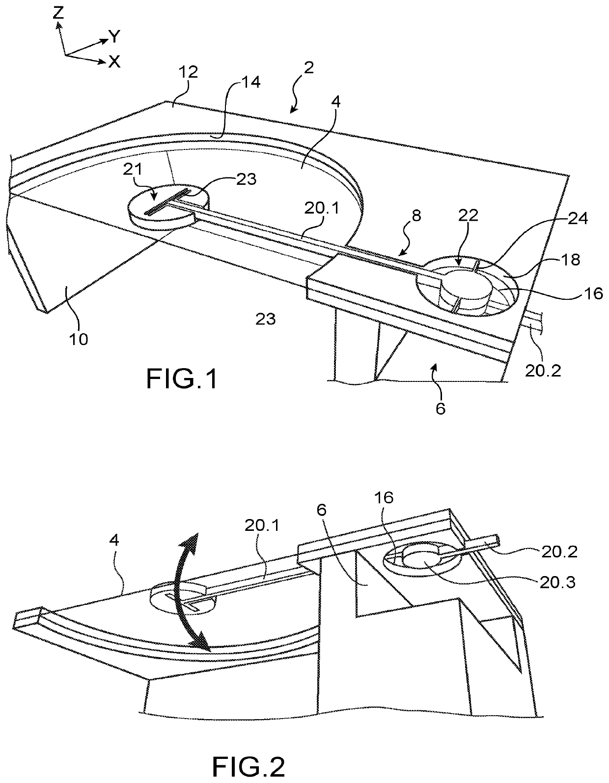 Device for transmitting a movement and a force between two zones that are insulated from one another