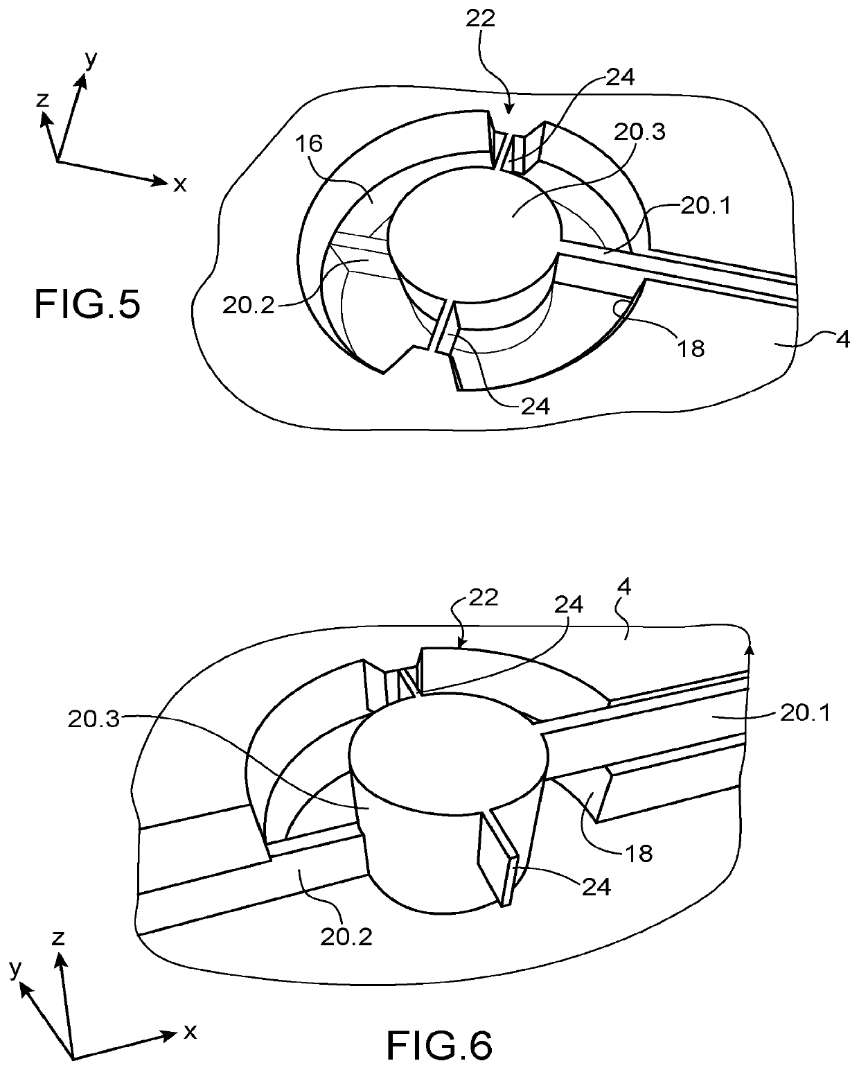 Device for transmitting a movement and a force between two zones that are insulated from one another