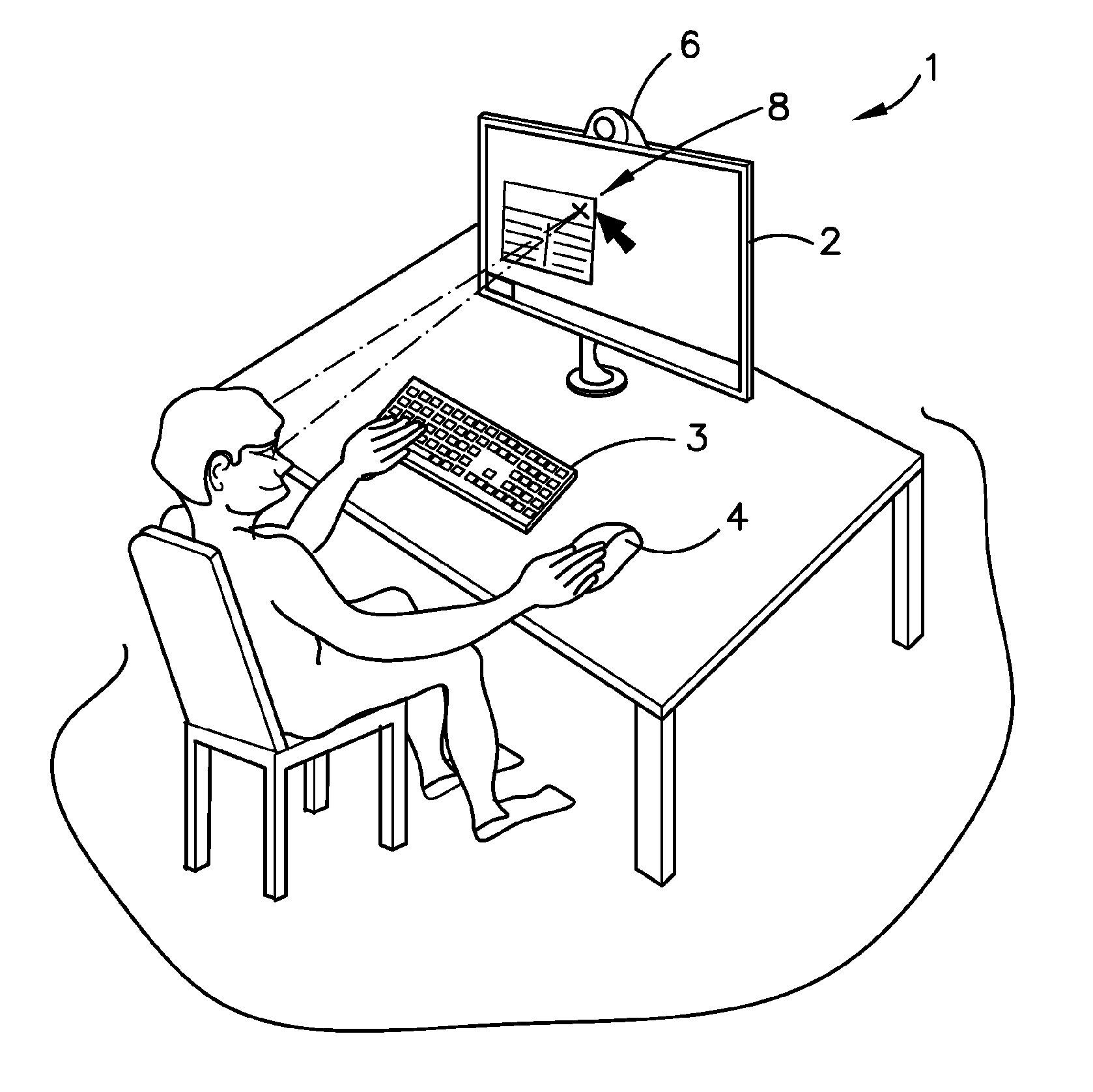 Automatic calibration of a gaze direction algorithm from user behavior