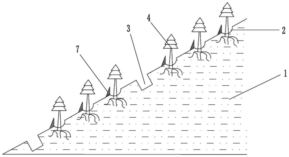 A comprehensive runoff storage system of fish scale pit and intercepting ditch and its construction method