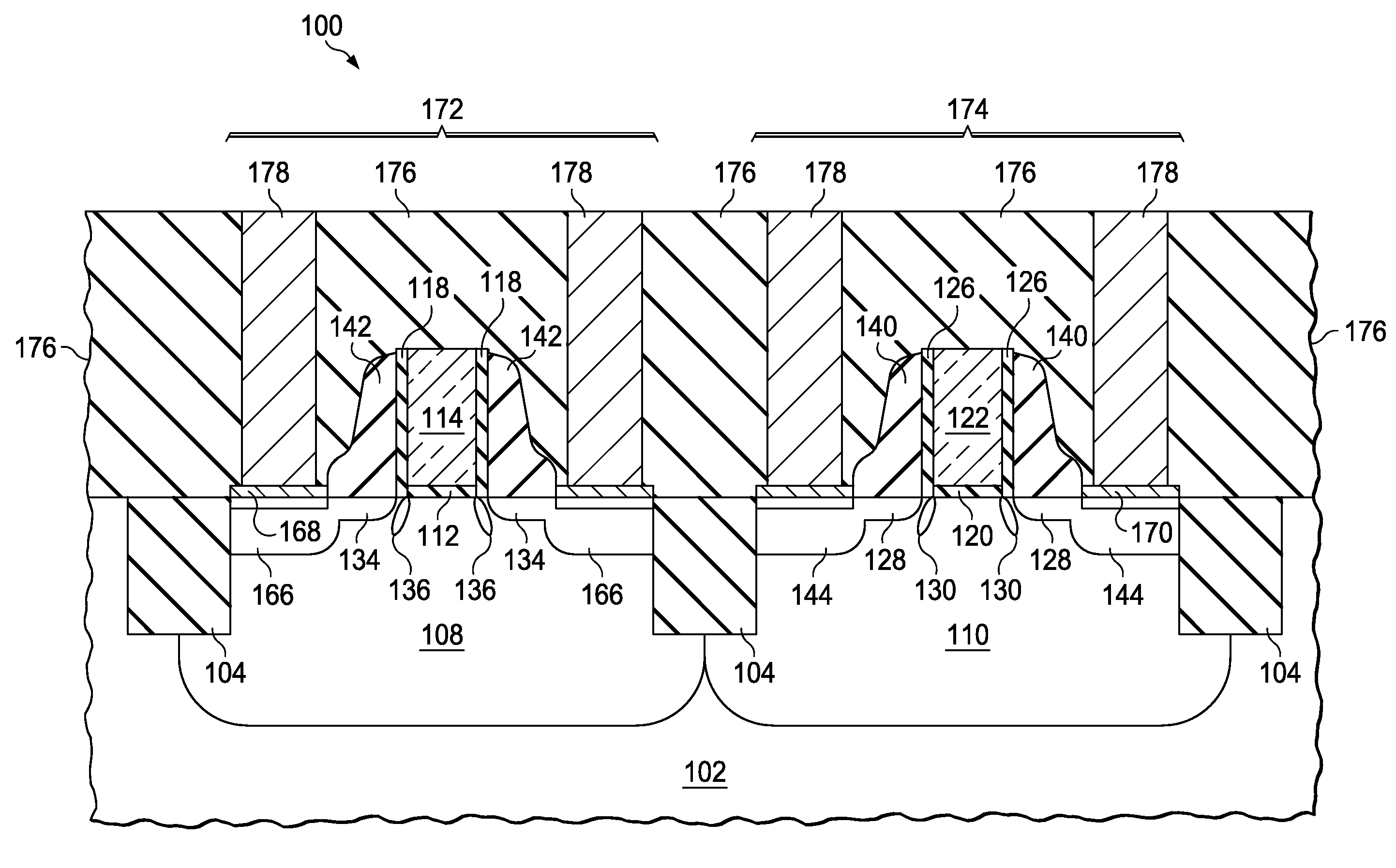 High threshold NMOS source-drain formation with As, P and C to reduce damage