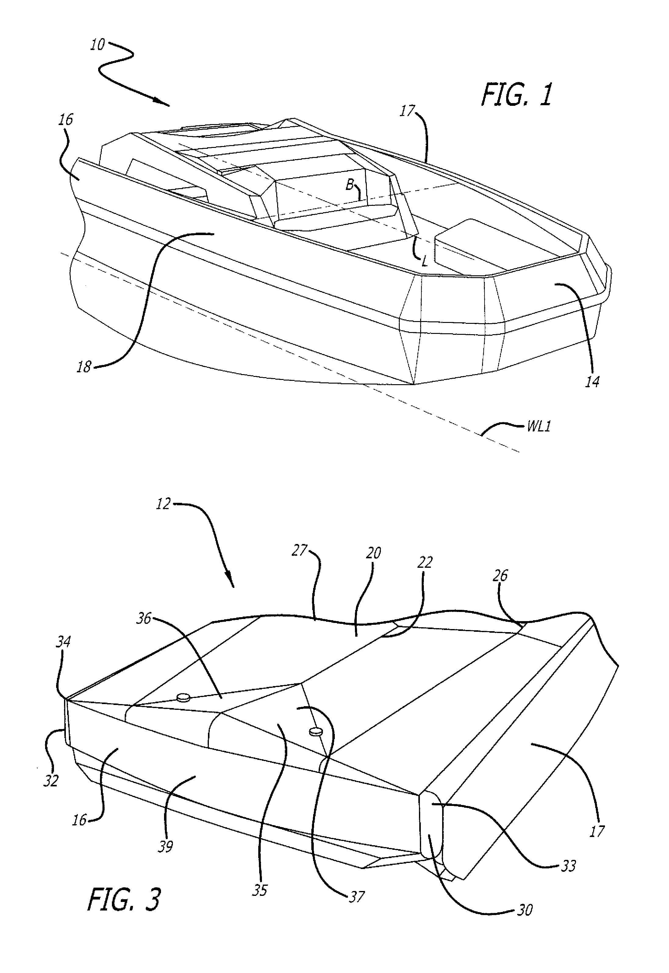 Wakesurfing boat and hull for a wakesurfing boat