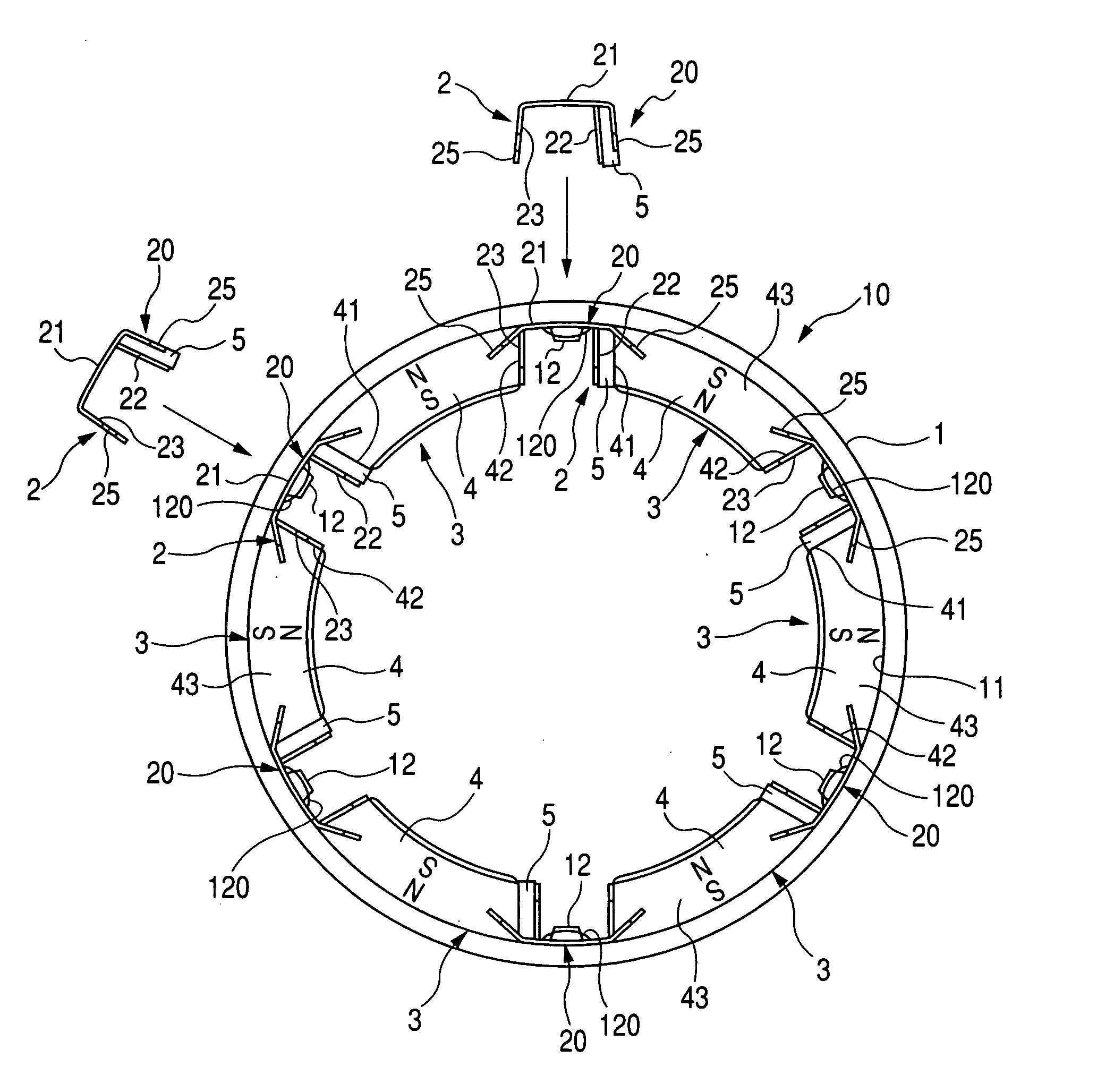 Yoke assembly for stator of starter motor