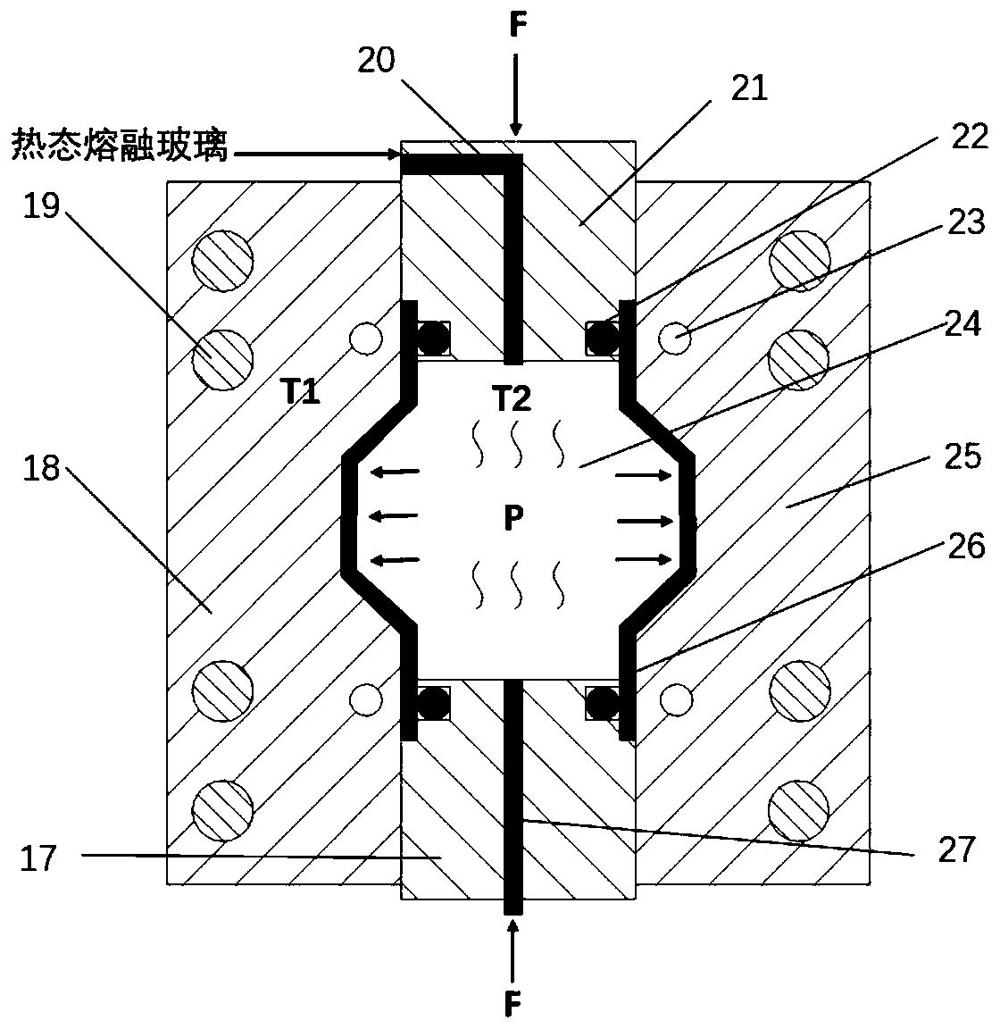 A method for internal pressure forming of pipes with hot medium based on molten glass